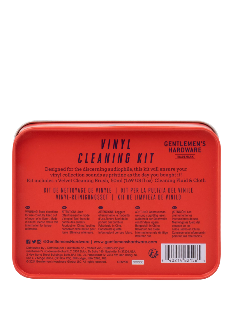 Gentlemen's Hardware vinyl cleaning kit with brush fluid and cloth, imported from the UK