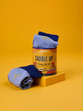 Gentlemen's Hardware blue bike socks in a can, imported from the UK