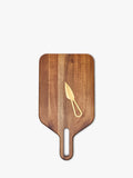 Acacia Wood Cheese Board and Knife Set with Gold Accents