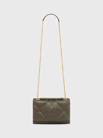 John Lewis Gerard Darel Le Fanny Quilted Pure Leather Shoulder Bag Khaki- Buy online at McGrocer