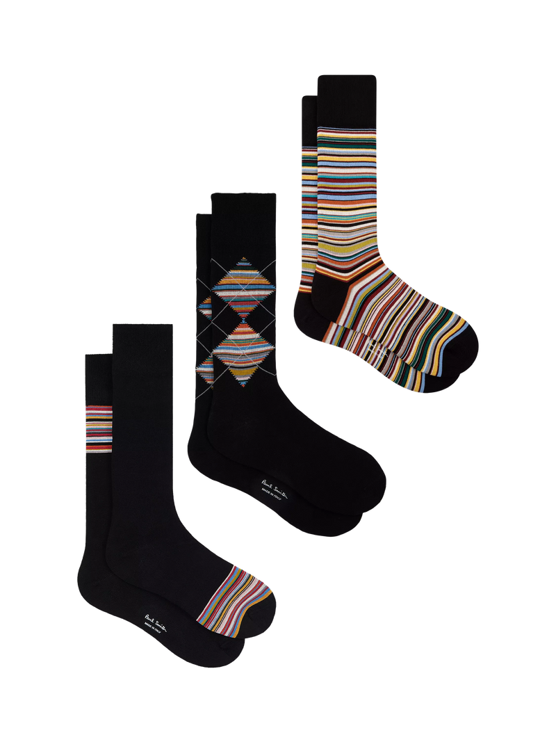 Paul Smith patterned cotton blend socks pack of 3 (British brand)