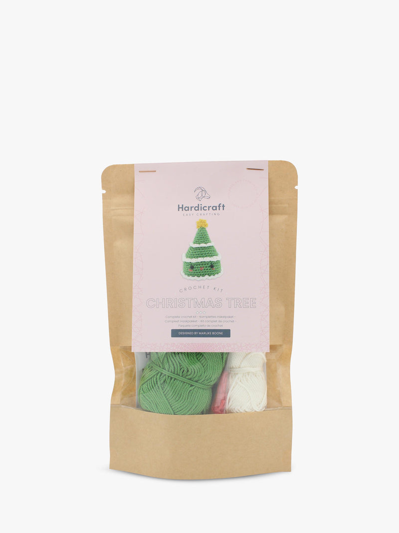 Hardicraft mini Christmas tree crochet kit, beginner craft - British product