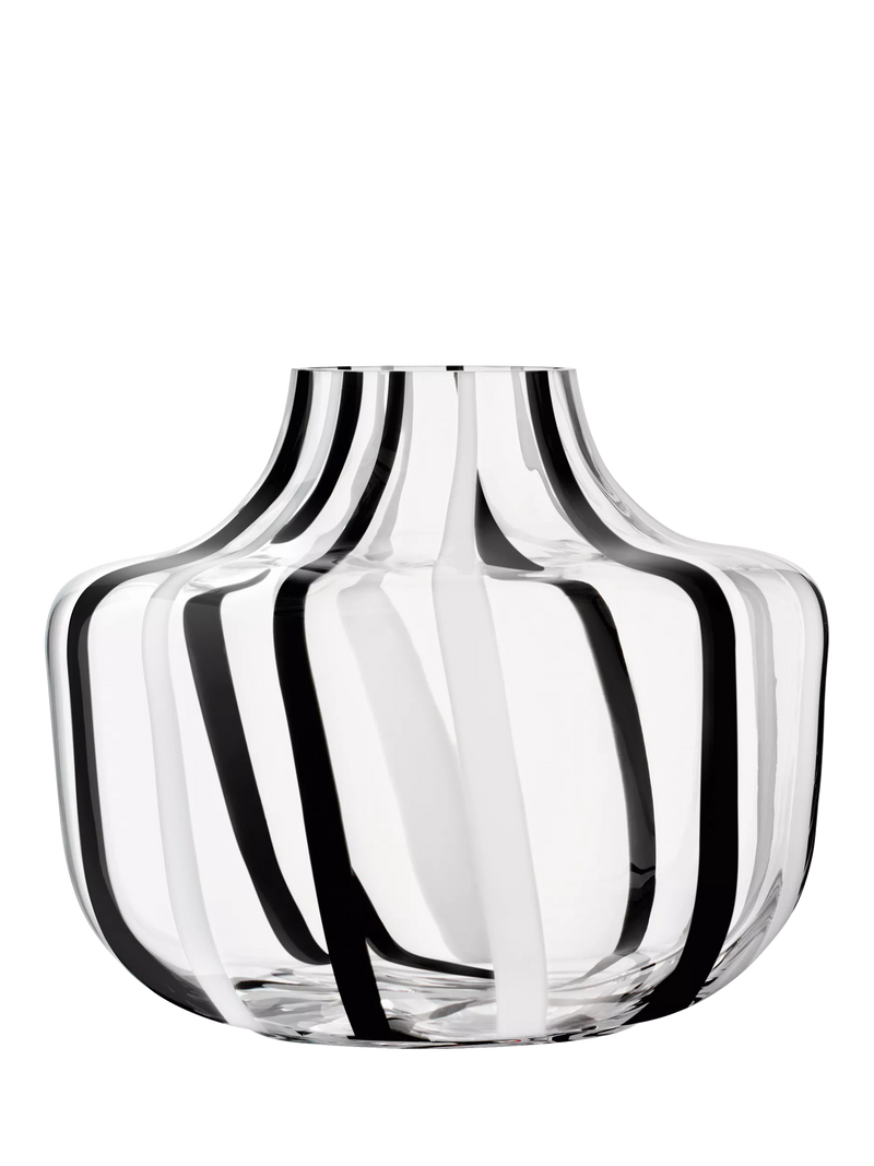 LSA International stripe glass vase 20cm black white (British brand)