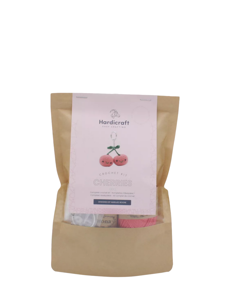 Hardicraft cherries bag pendant crochet kit with cotton yarn - British product
