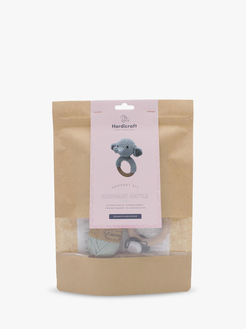 Hardicraft elephant rattle crochet kit, UK version