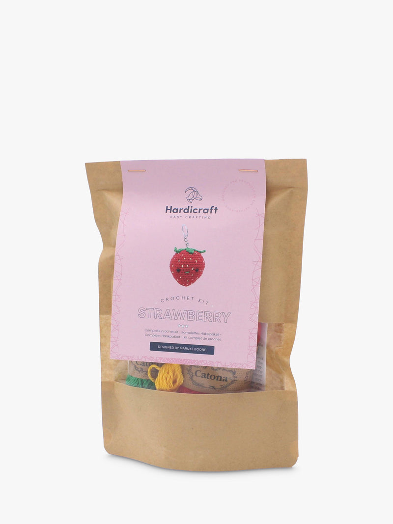 Hardicraft strawberry bag pendant crochet kit, UK version