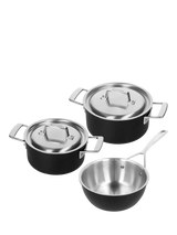 John Lewis DEMEYERE Black 5-Layer Uncoated Stainless Steel Outdoor Pan Set, 3 Piece- Buy online at McGrocer