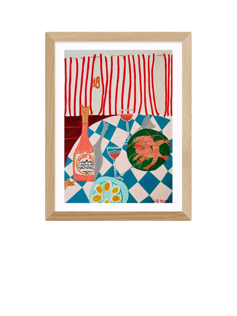 East End Prints Lucy Muss 'Shrimp & Champagne' Framed Art Print, 43.4 x 33.4cm, Black Frame