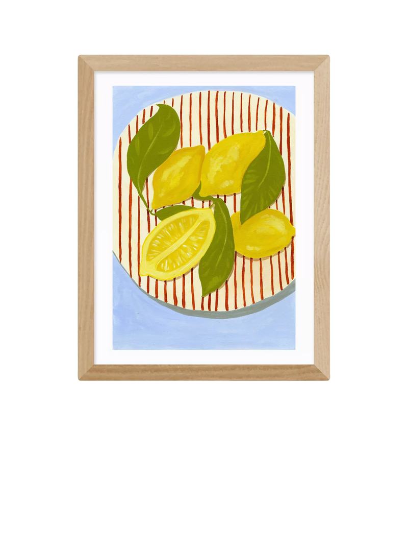 EAST END PRINTS Susie Miller 'When Life Gives You Leafy Lemons' Framed Print, Black Frame, 43.4 x 33.4cm