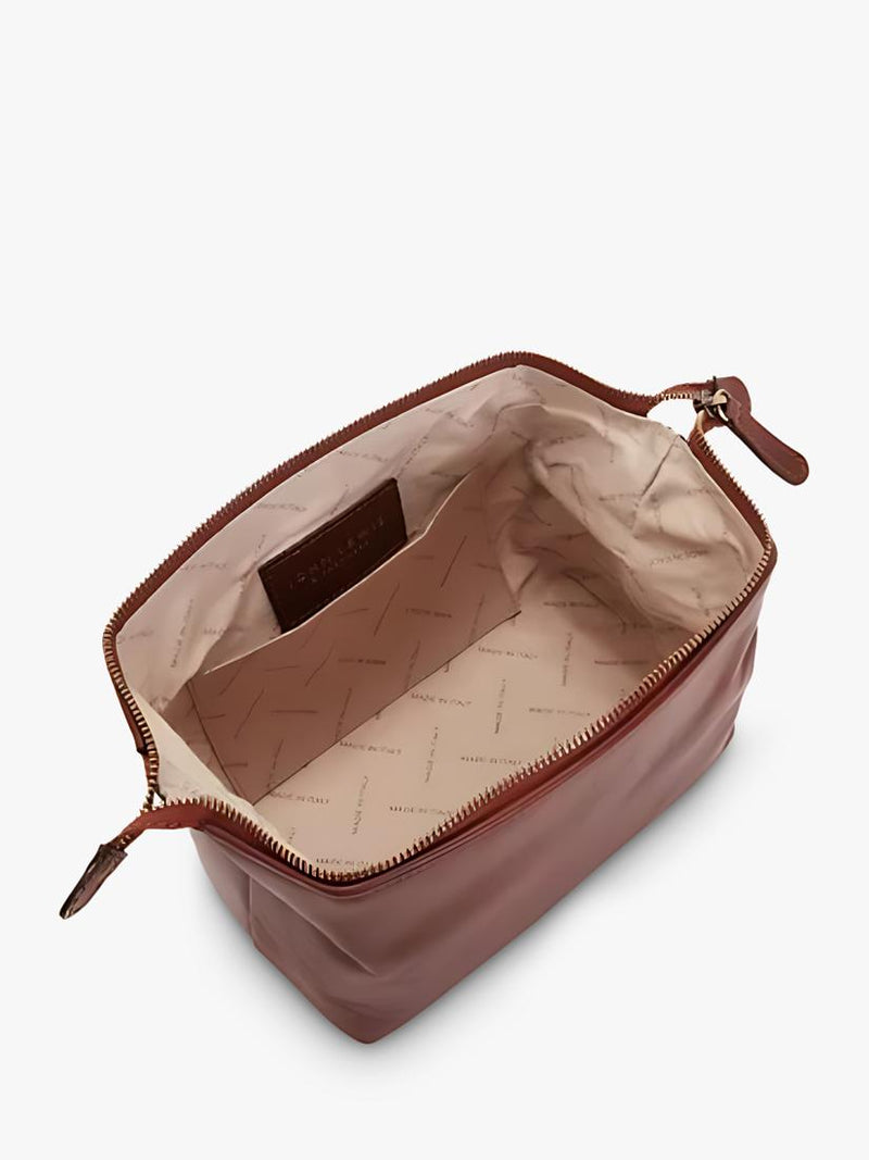 John Lewis brown vegan leather washbag from Italy, UK version
