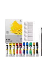 John Lewis Acrylic Paint Essentials Set with 10 Colours, Brushes, and A4 Paper Pad- Buy online at McGrocer