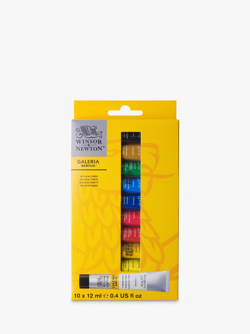 Winsor & Newton acrylic paint set with 10 essential colors (British brand)