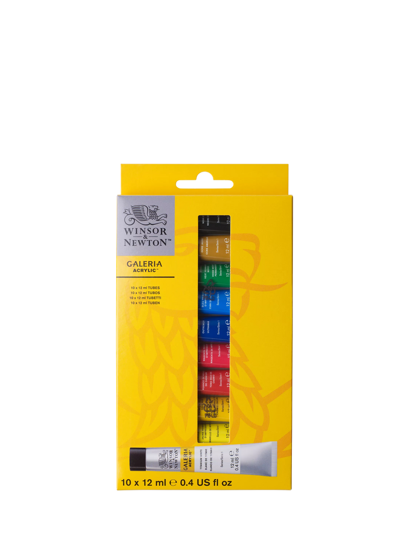 Winsor & Newton acrylic paint set with 10 essential colors (British brand)