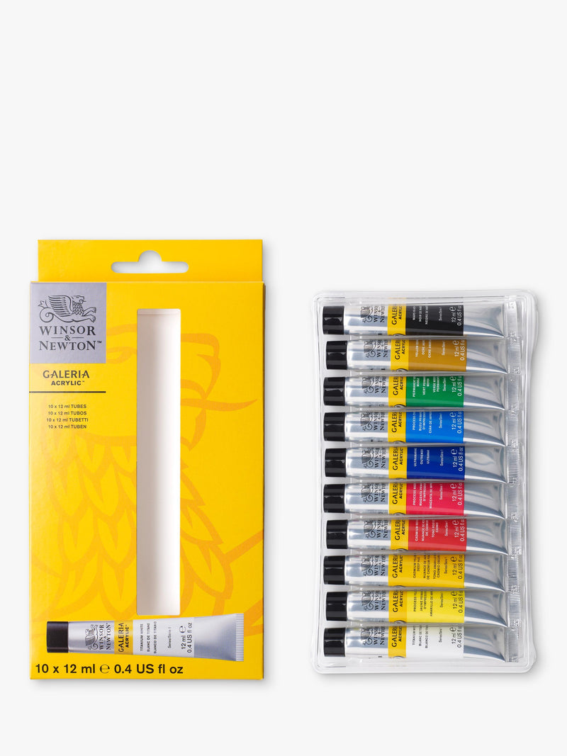 Winsor & Newton acrylic paint set with 10 essential colors (British brand)