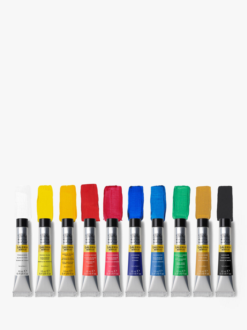 Winsor & Newton acrylic paint set with 10 essential colors (British brand)