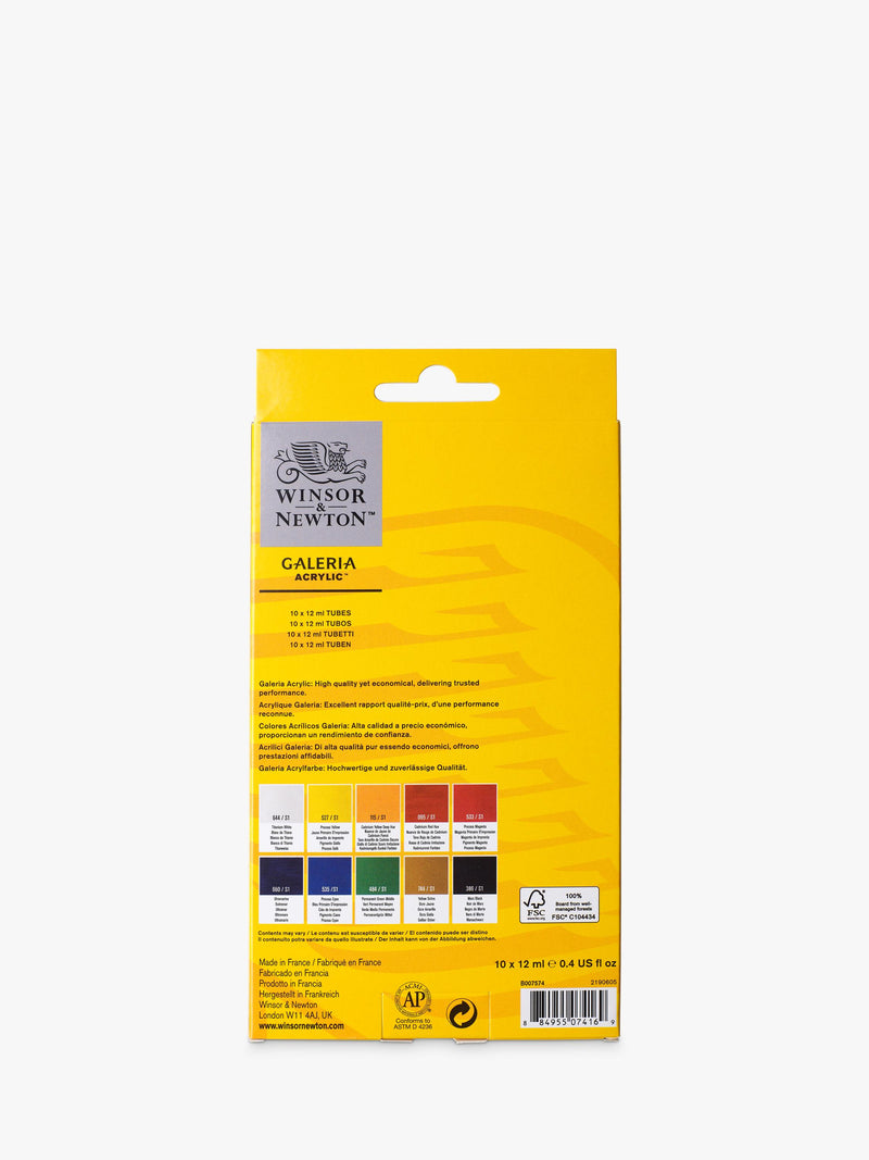 Winsor & Newton acrylic paint set with 10 essential colors (British brand)