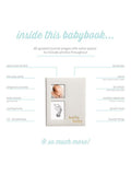 Pearhead Hello Baby memory book linen cover gold script (British brand)