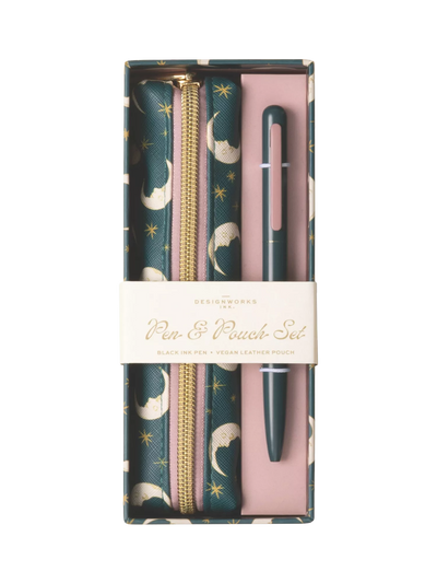 John Lewis DesignWorks Ink Moon Pen & Pouch Set Green- Buy online at McGrocer