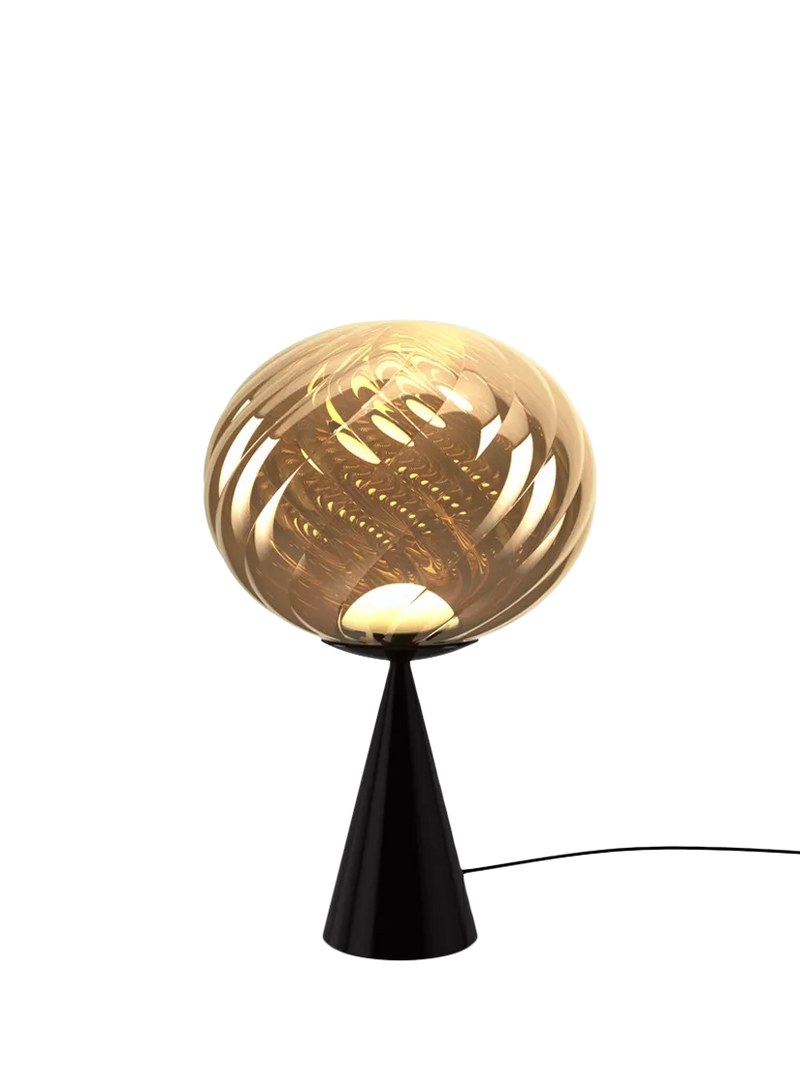 Tom Dixon Whirl table lamp gold black, imported from the UK