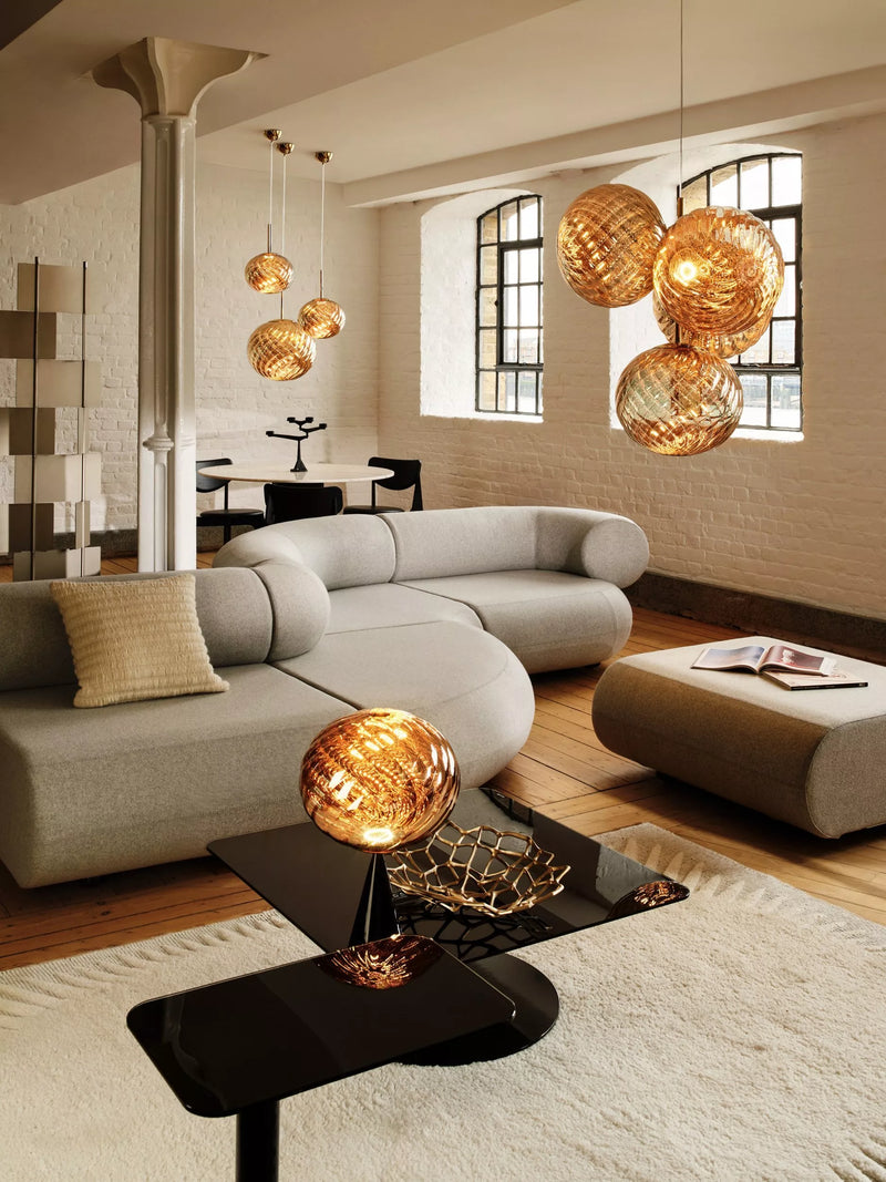Tom Dixon Whirl table lamp gold black, imported from the UK