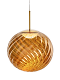 Tom Dixon Whirl large glass pendant ceiling light in gold, imported from the UK