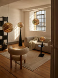 Tom Dixon Whirl large glass pendant ceiling light in gold, imported from the UK