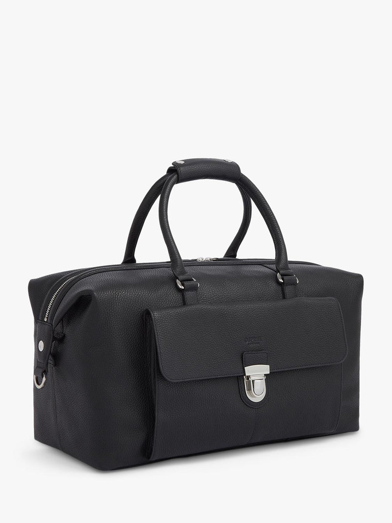 OSPREY LONDON leather weekender bag in Black, imported from the UK