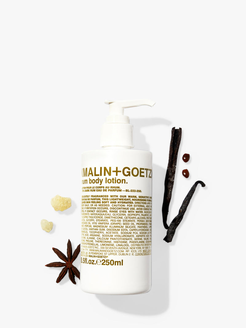 MALIN + GOETZ Rum body lotion 250ml, imported from the UK