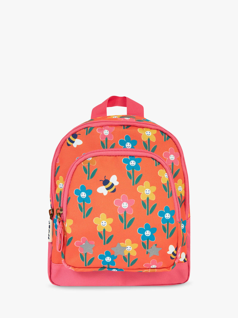Frugi kids floral backpack in orange/multi - British product