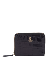 John Lewis OSPREY LONDON Wentworth Croc Leather Zip Purse, Black- Buy online at McGrocer