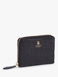 OSPREY LONDON Wentworth croc leather zip purse, black - British product
