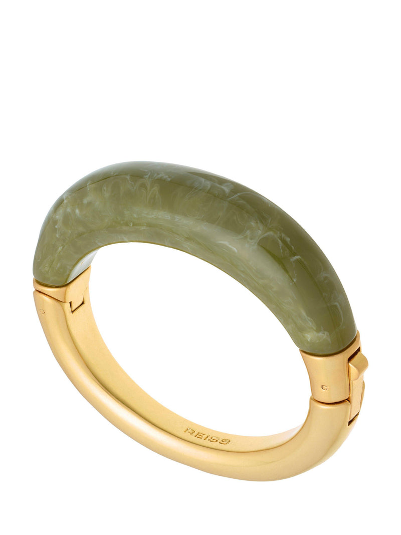 Reiss Salma hinged bangle gold tone and faux marble, imported from the UK