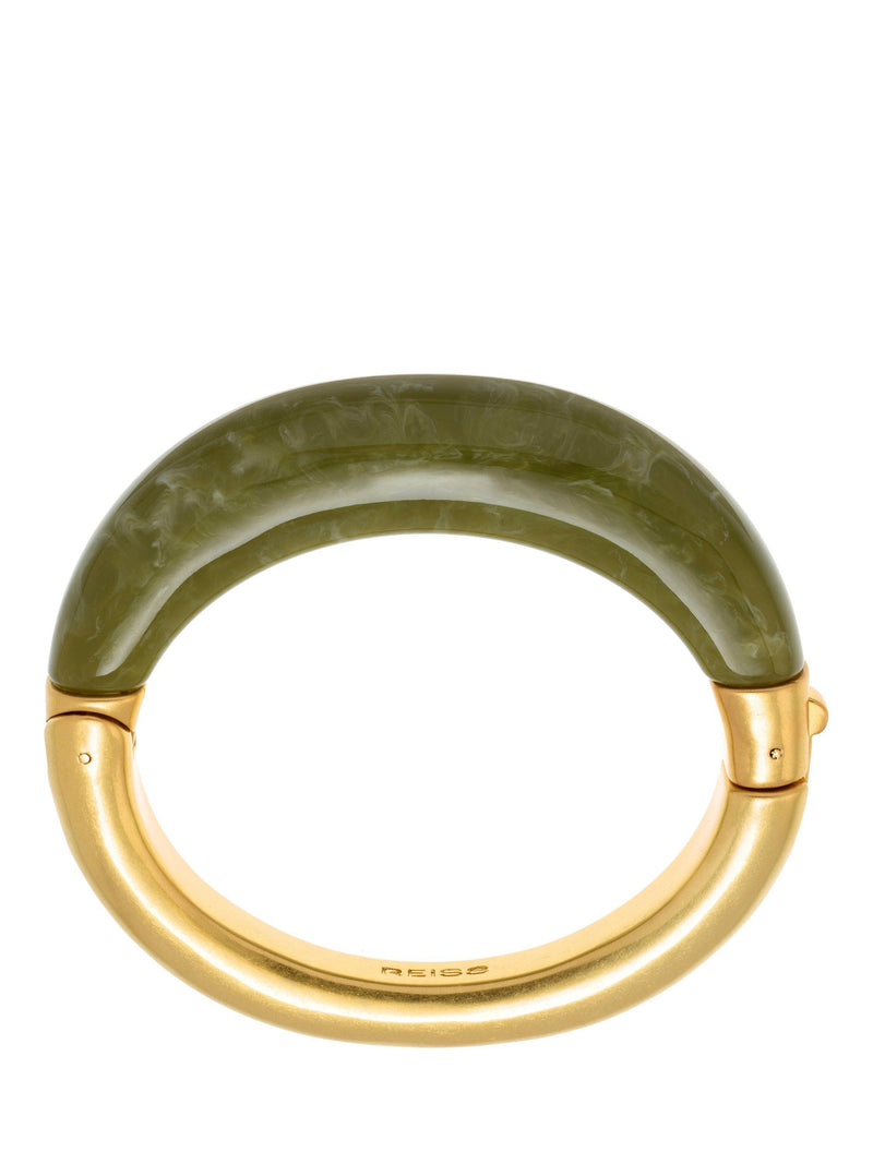 Reiss Salma hinged bangle gold tone and faux marble, imported from the UK