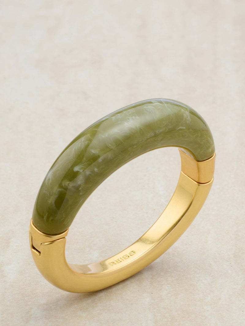 Reiss Salma hinged bangle gold tone and faux marble, imported from the UK