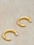 Reiss Anais Curve hoop earrings gold pearl, UK version
