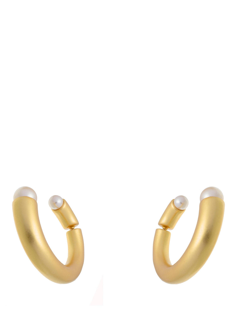 Reiss Anais Curve hoop earrings gold pearl, UK version
