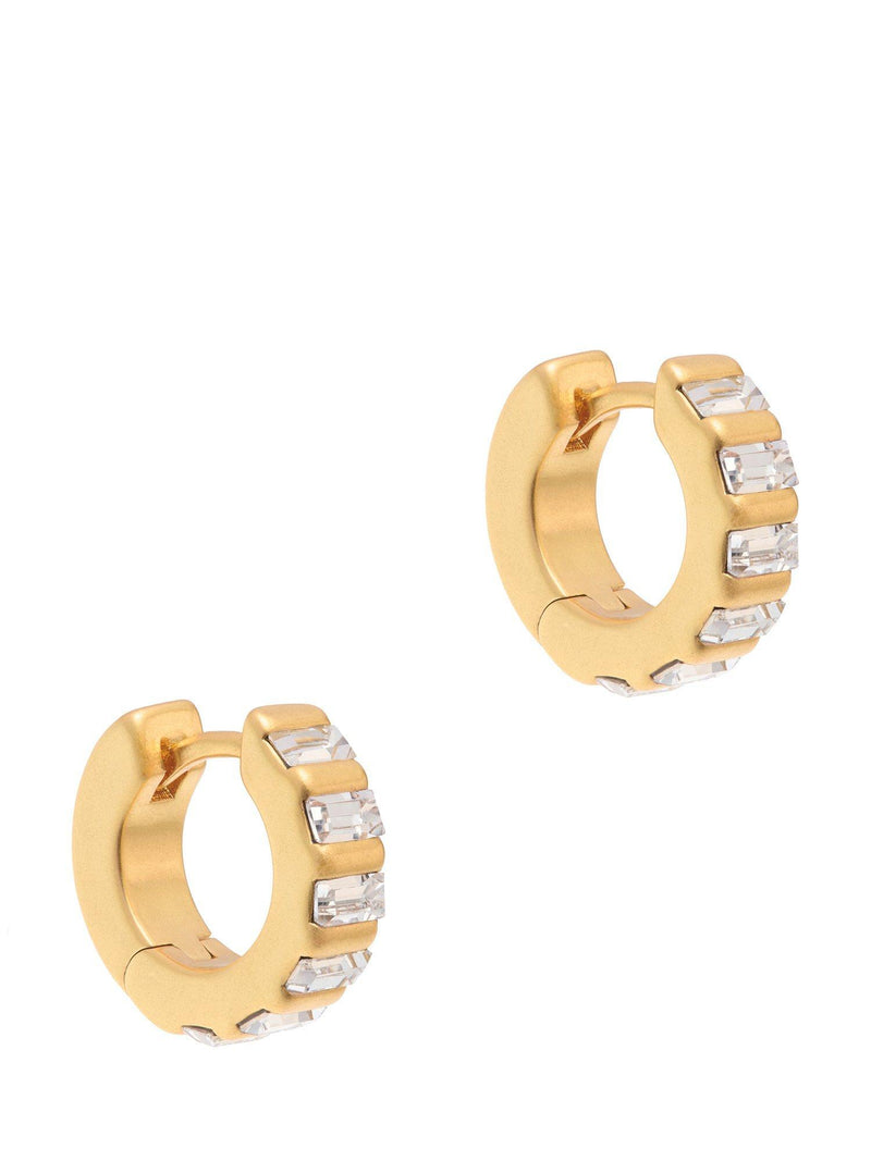 Reiss Liza Linear Crystal Huggie Hoop Earrings gold tone (British brand)