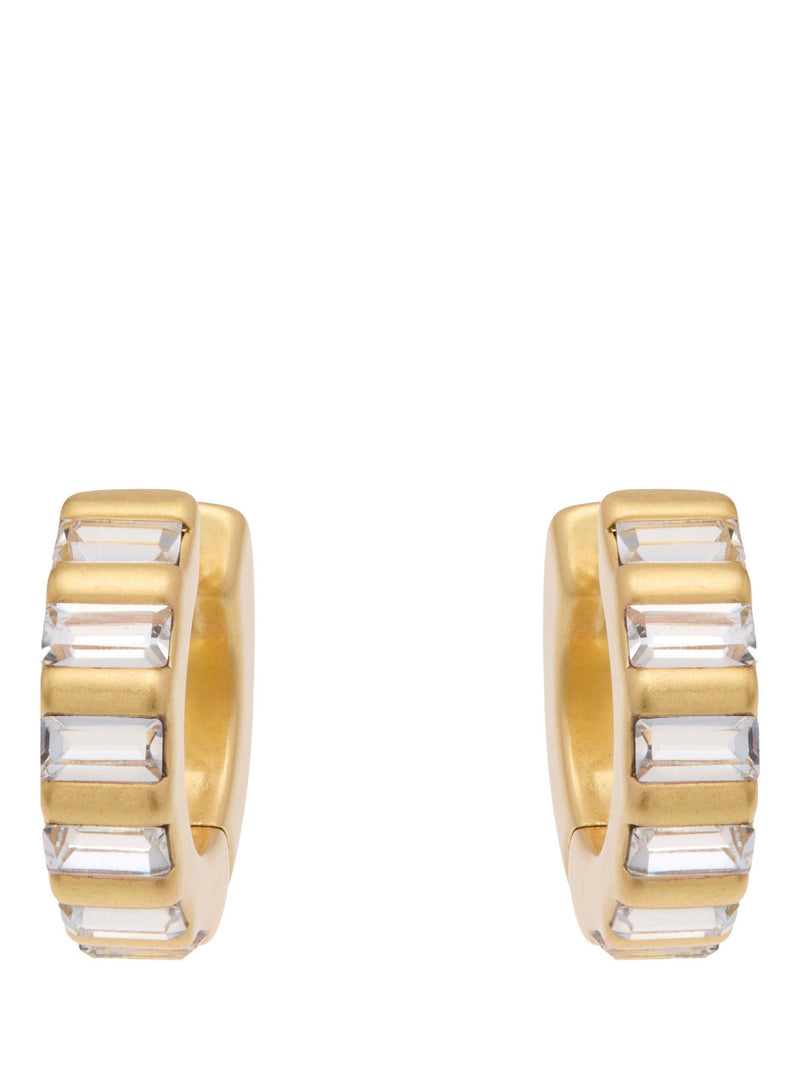 Reiss Liza Linear Crystal Huggie Hoop Earrings gold tone (British brand)