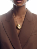 Reiss Perdita Textured Long Pendant Necklace, Gold, UK version