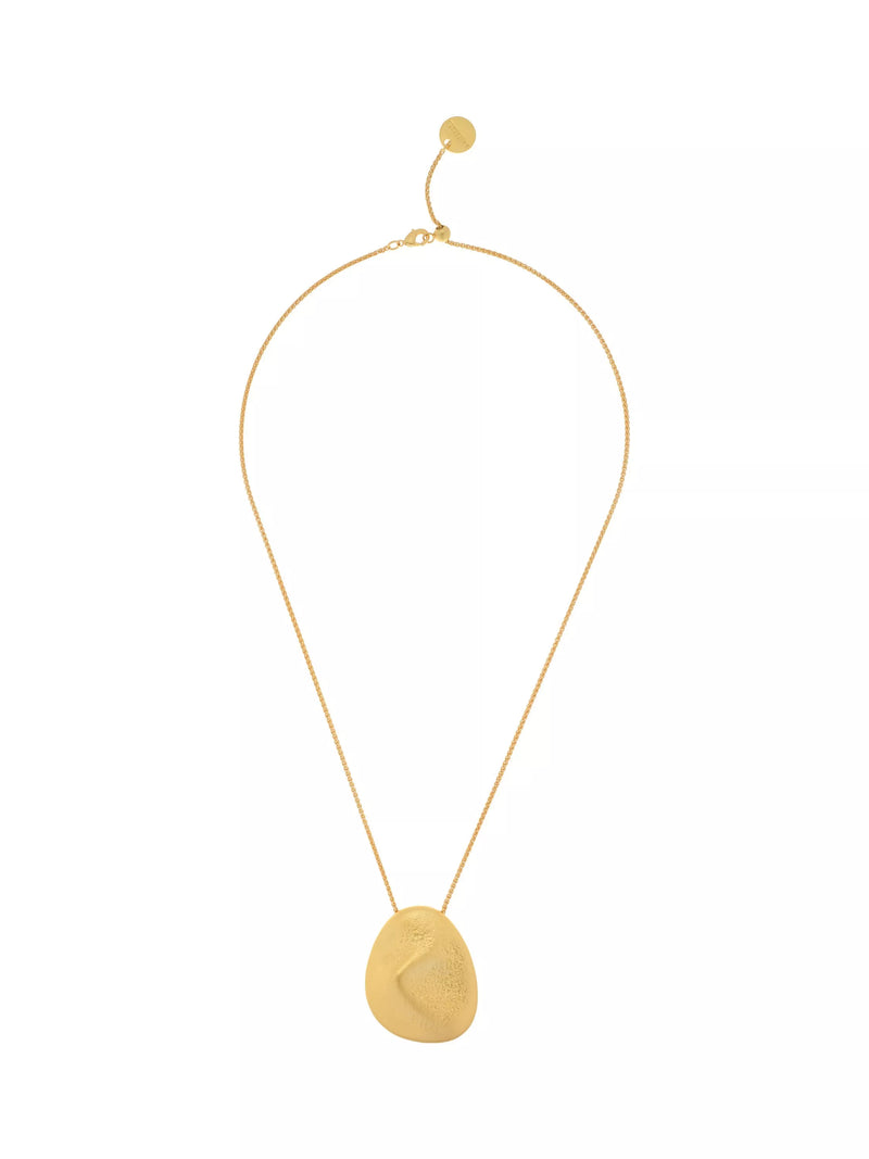 Reiss Perdita Textured Long Pendant Necklace, Gold, UK version