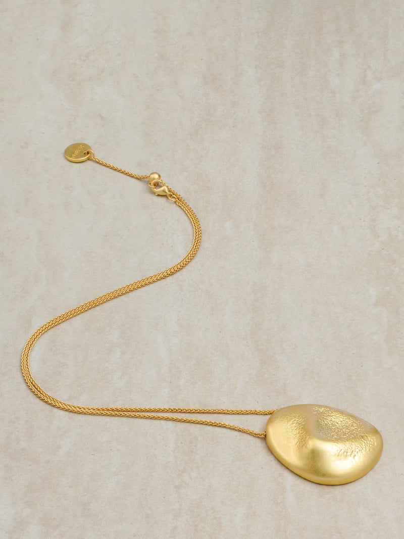 Reiss Perdita Textured Long Pendant Necklace, Gold, UK version