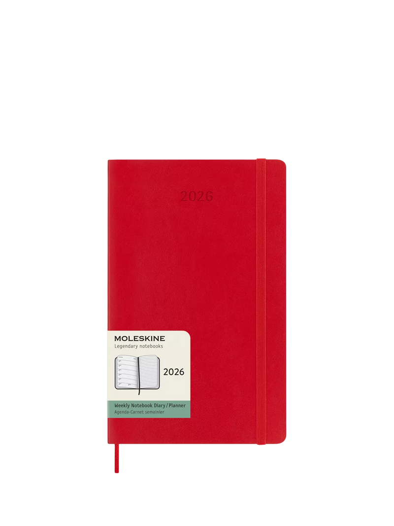 Moleskine Scarlet Red Weekly Diary 2026, imported from the UK