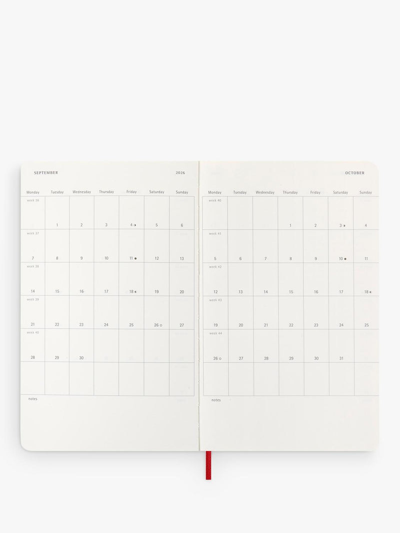 Moleskine Scarlet Red Weekly Diary 2026, imported from the UK