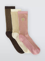 John Lewis John Lewis Celestial Embroidery Ankle Socks Pack of 3 Pink- Buy online at McGrocer