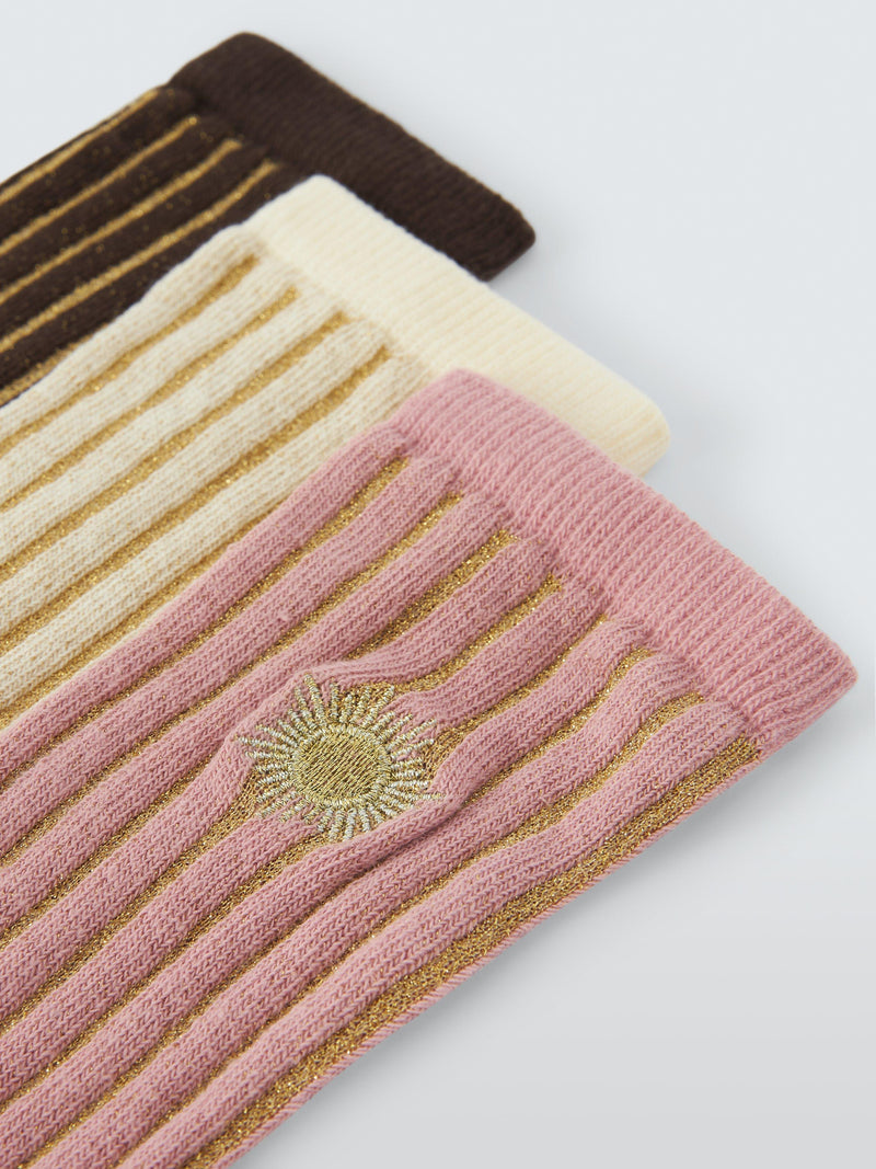 John Lewis ankle socks 3-pack pink, imported from the UK