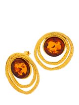 John Lewis Be-Jewelled Baltic Amber Textured Statement Earrings, Gold/Cognac- Buy online at McGrocer
