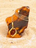 Be-Jewelled Baltic Amber pendant necklace gold/cognac - British product
