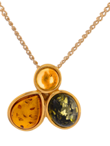 John Lewis Be-Jewelled 3-Stone Baltic Amber Pendant Necklace, Gold/Multi- Buy online at McGrocer