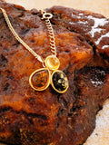 Be-Jewelled 3-stone Baltic amber pendant 46cm chain, imported from the UK
