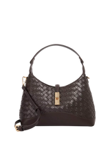 John Lewis Dune London Dorset Woven Leather Crossbody Bag Dark Brown 30 x 25cm- Buy online at McGrocer